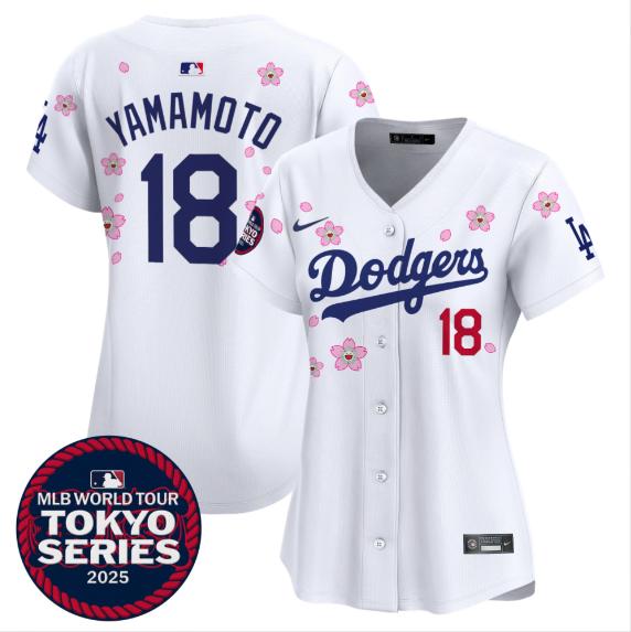Women Los Angeles Dodgers #18 Yamamoto Tokyo Series 2025 white Limited Stitched Jersey->los angeles dodgers->MLB Jersey